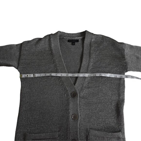 Banana Republic Metallic Chunky Knit Long Cardigan Sweater Champagne Size Small - Picture 14 of 15